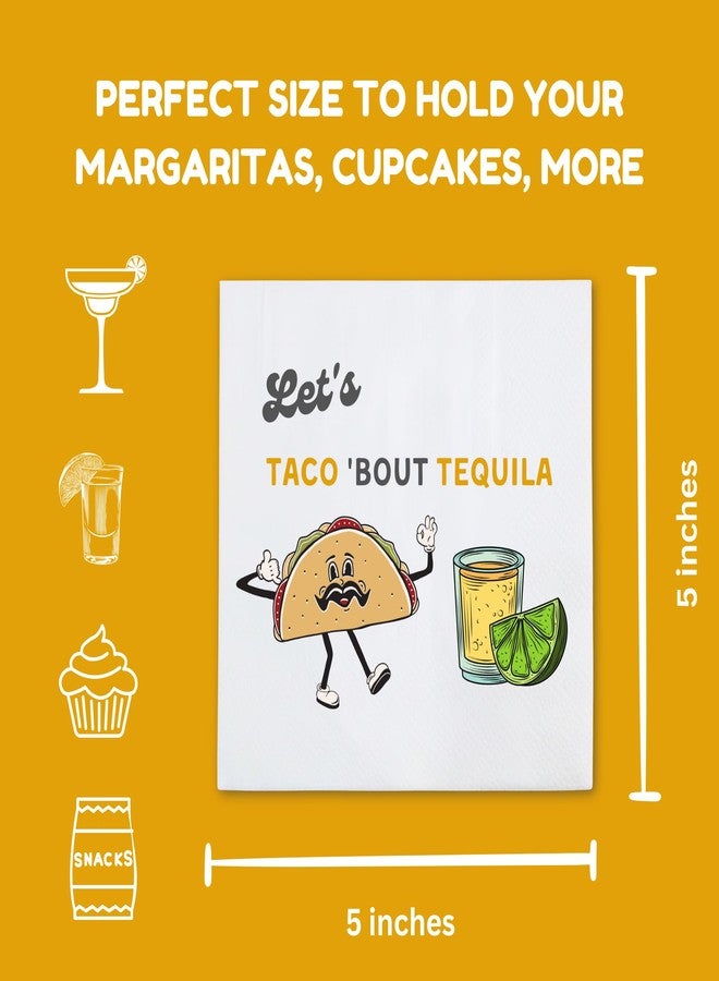 Cloverjoyed Taco and Tequila Cocktail Napkins, 50 Pack White, Funny Fiesta Napkin for Margaritas, Mexican Party Decorations, Cinco de Mayo, Bachelorette Supplies - Image 3
